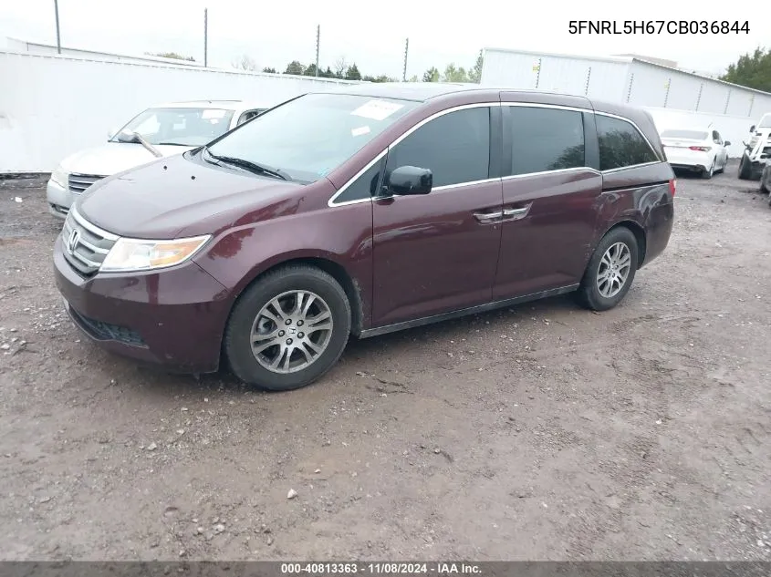 2012 Honda Odyssey Ex-L VIN: 5FNRL5H67CB036844 Lot: 40813363