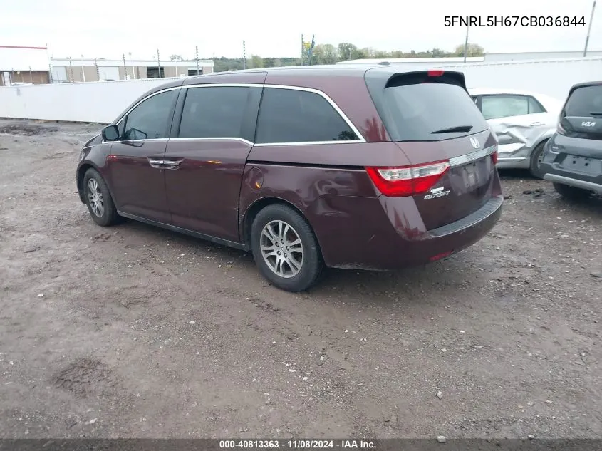 2012 Honda Odyssey Ex-L VIN: 5FNRL5H67CB036844 Lot: 40813363