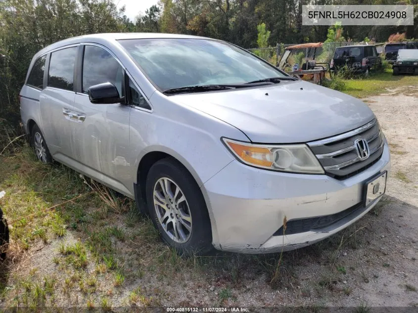 2012 Honda Odyssey Exl VIN: 5FNRL5H62CB024908 Lot: 40815132