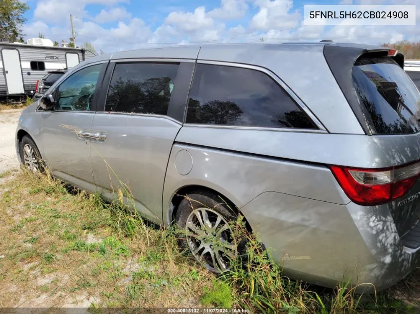 2012 Honda Odyssey Exl VIN: 5FNRL5H62CB024908 Lot: 40815132