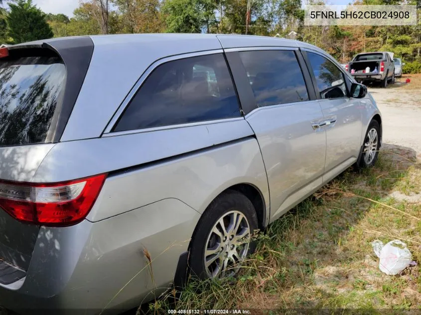 2012 Honda Odyssey Exl VIN: 5FNRL5H62CB024908 Lot: 40815132