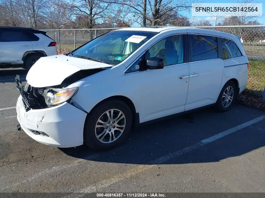 5FNRL5H65CB142564 2012 Honda Odyssey Ex-L