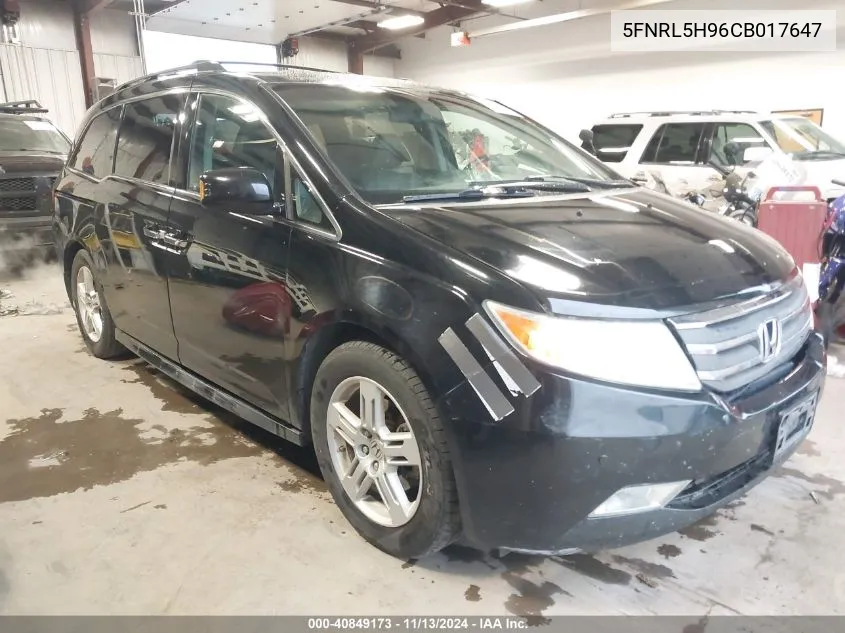 2012 Honda Odyssey Touring/Touring Elite VIN: 5FNRL5H96CB017647 Lot: 40849173