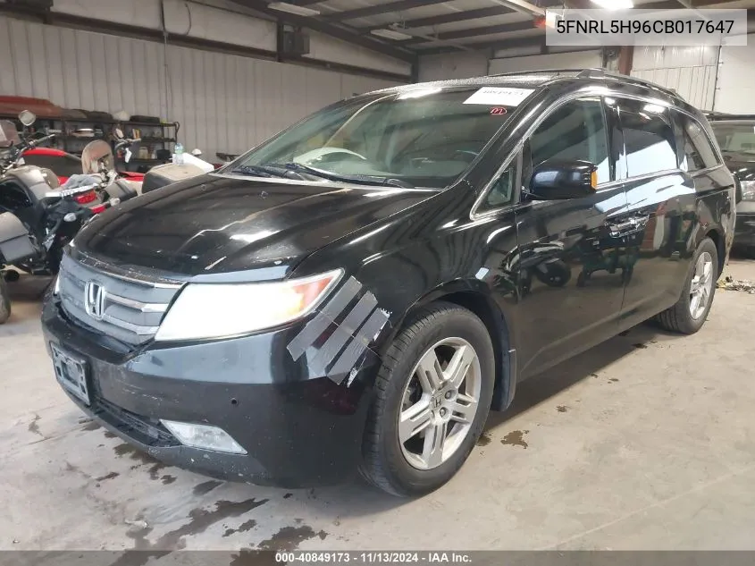 2012 Honda Odyssey Touring/Touring Elite VIN: 5FNRL5H96CB017647 Lot: 40849173