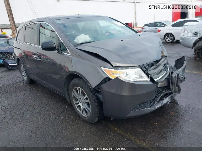 2012 Honda Odyssey Ex-L VIN: 5FNRL5H63CB038610 Lot: 40860256