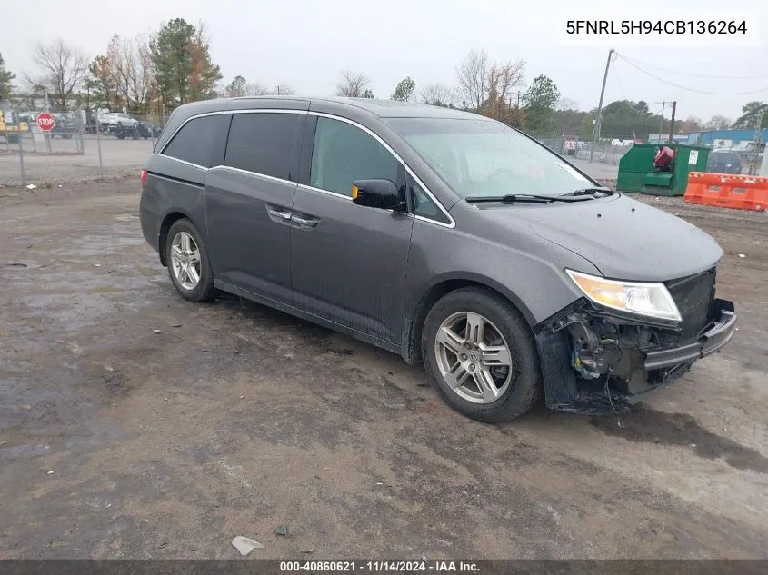 2012 Honda Odyssey Touring/Touring Elite VIN: 5FNRL5H94CB136264 Lot: 40860621