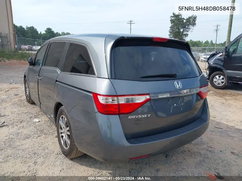 2013 Honda Odyssey Ex VIN: 5FNRL5H48DB058478 Lot: 39452141