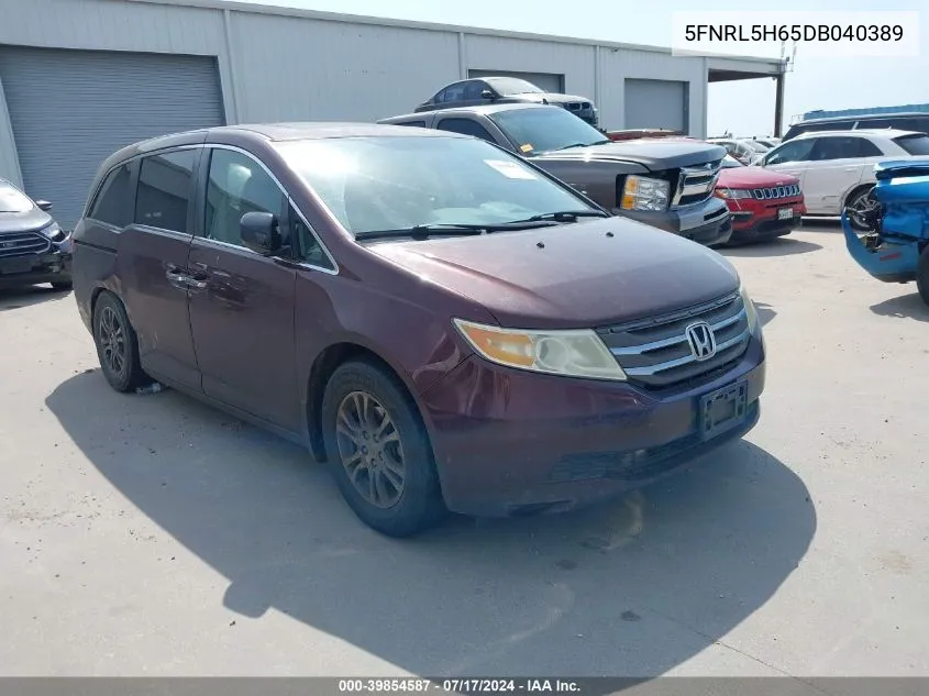 2013 Honda Odyssey Ex-L VIN: 5FNRL5H65DB040389 Lot: 39854587