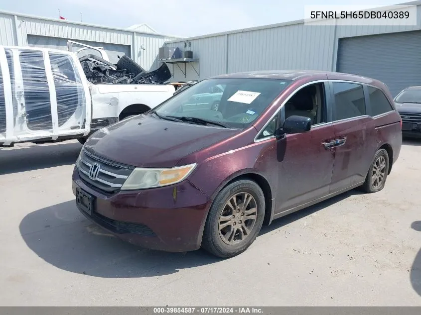 5FNRL5H65DB040389 2013 Honda Odyssey Ex-L