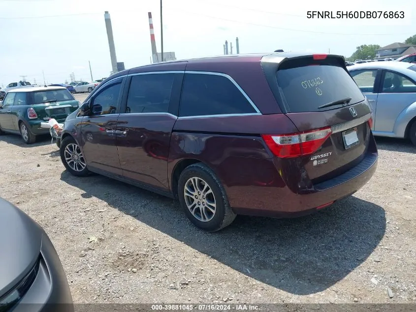 2013 Honda Odyssey Ex-L VIN: 5FNRL5H60DB076863 Lot: 39881045