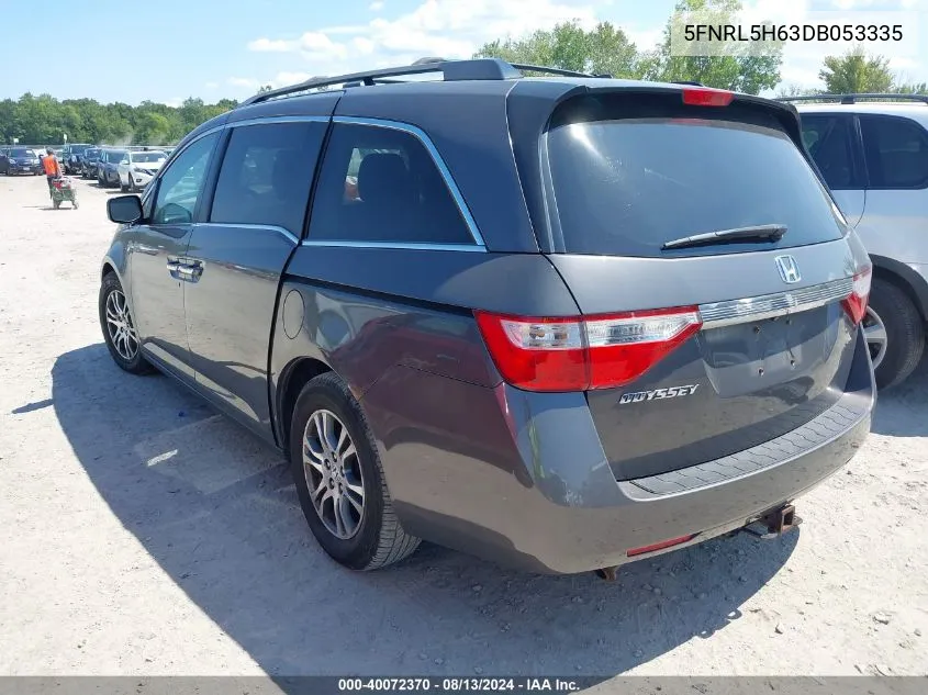 2013 Honda Odyssey Ex-L VIN: 5FNRL5H63DB053335 Lot: 40072370