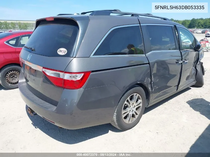 2013 Honda Odyssey Ex-L VIN: 5FNRL5H63DB053335 Lot: 40072370