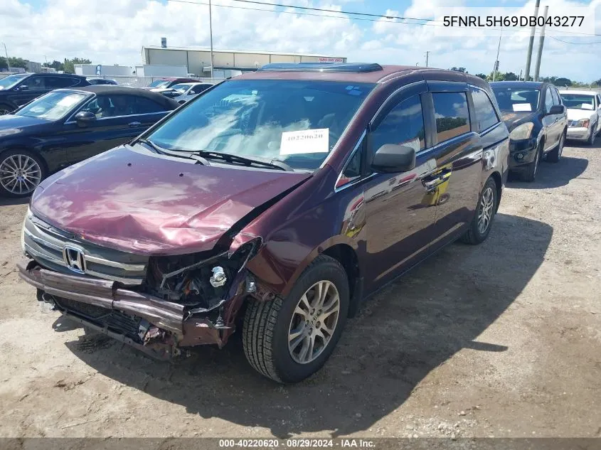 2013 Honda Odyssey Ex-L VIN: 5FNRL5H69DB043277 Lot: 40220620