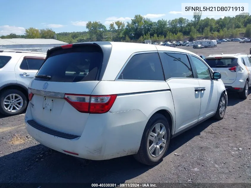 2013 Honda Odyssey Lx VIN: 5FNRL5H21DB071913 Lot: 40330301