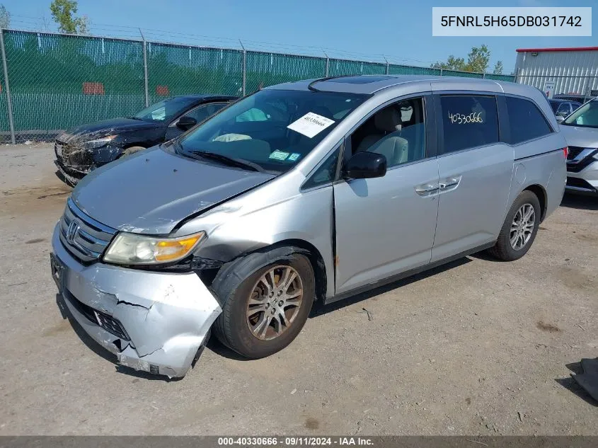 2013 Honda Odyssey Ex-L VIN: 5FNRL5H65DB031742 Lot: 40330666