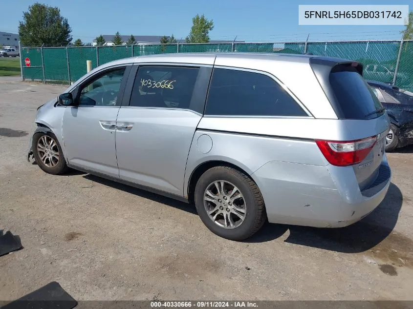 2013 Honda Odyssey Ex-L VIN: 5FNRL5H65DB031742 Lot: 40330666