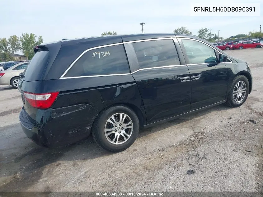 2013 Honda Odyssey Exl VIN: 5FNRL5H60DB090391 Lot: 40334938