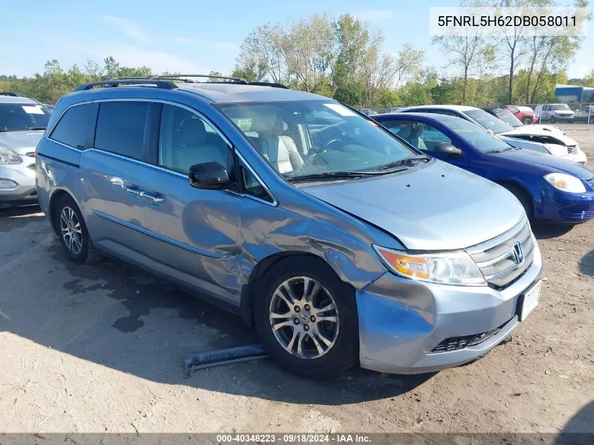 2013 Honda Odyssey Ex-L VIN: 5FNRL5H62DB058011 Lot: 40348223