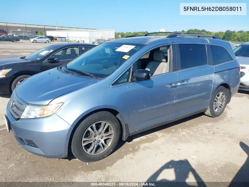 5FNRL5H62DB058011 2013 Honda Odyssey Ex-L