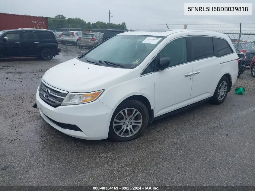 2013 Honda Odyssey Ex-L VIN: 5FNRL5H68DB039818 Lot: 40354169