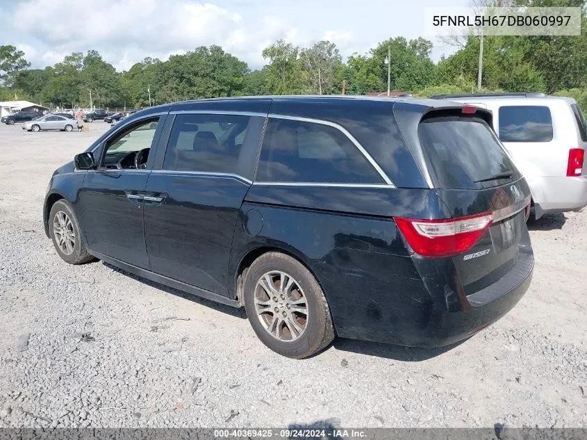 2013 Honda Odyssey Ex-L VIN: 5FNRL5H67DB060997 Lot: 40369425