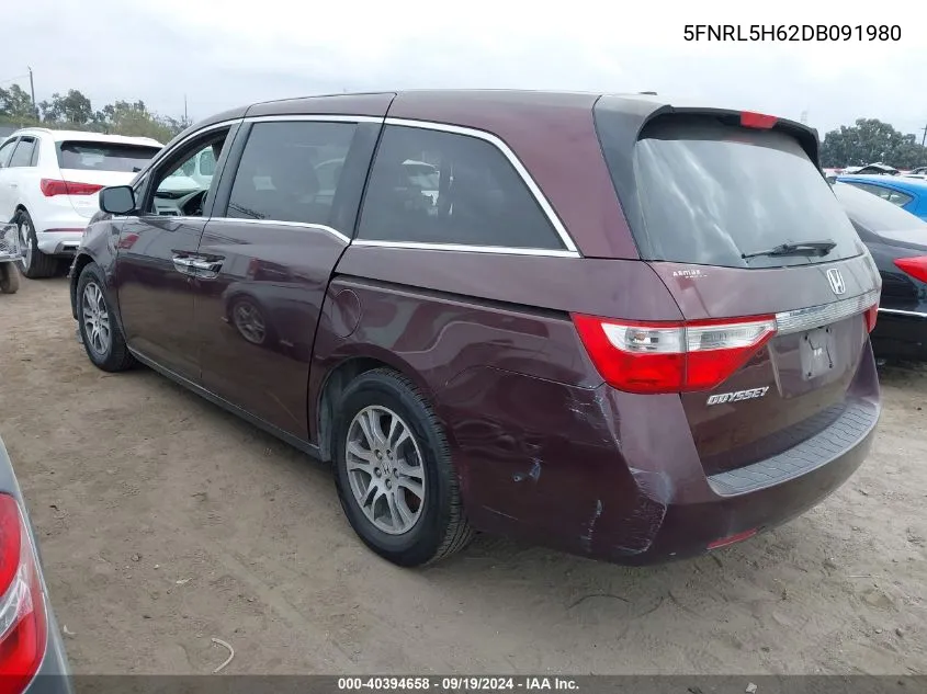 5FNRL5H62DB091980 2013 Honda Odyssey Ex-L