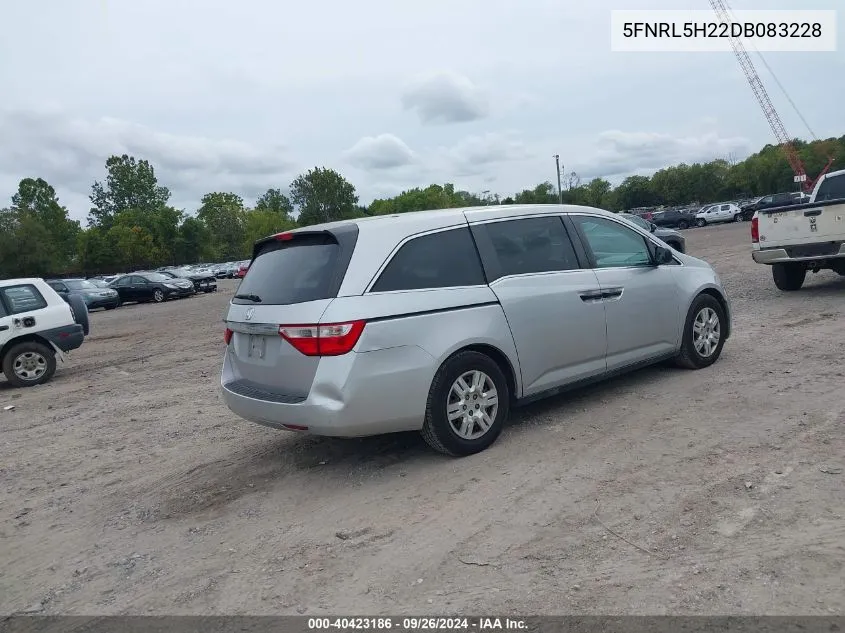 2013 Honda Odyssey Lx VIN: 5FNRL5H22DB083228 Lot: 40423186