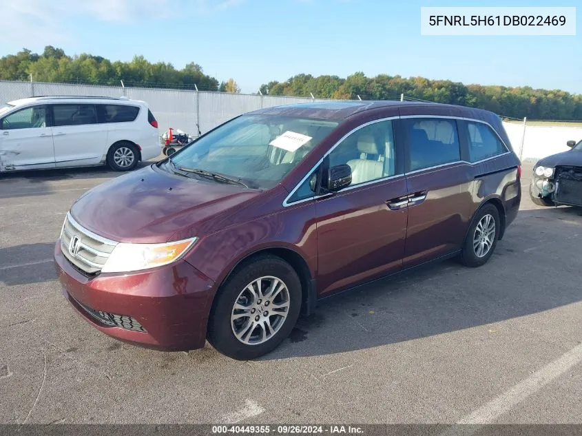 2013 Honda Odyssey Ex-L VIN: 5FNRL5H61DB022469 Lot: 40449355