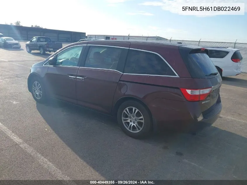 2013 Honda Odyssey Ex-L VIN: 5FNRL5H61DB022469 Lot: 40449355