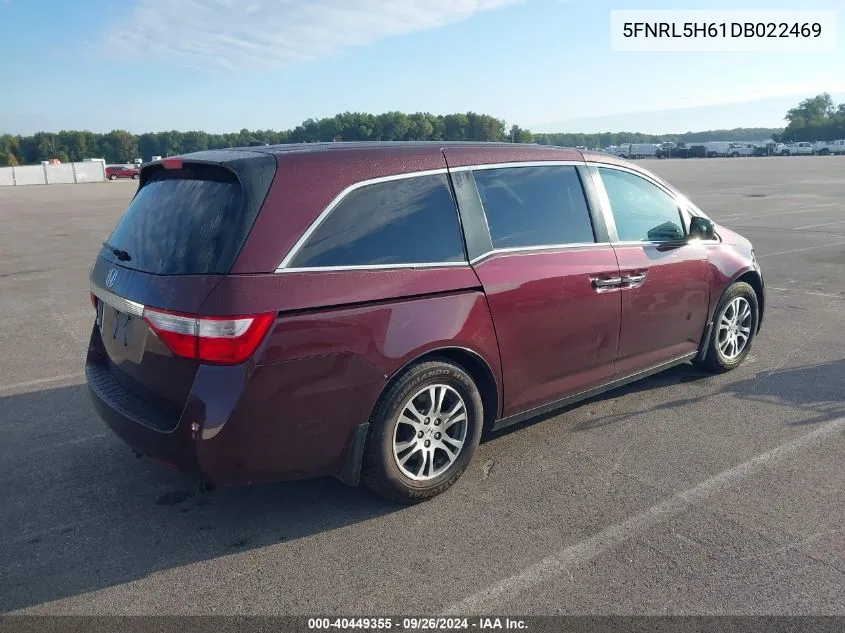 2013 Honda Odyssey Ex-L VIN: 5FNRL5H61DB022469 Lot: 40449355