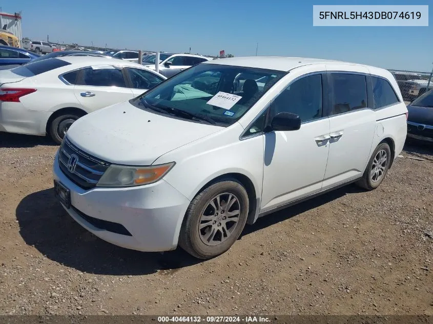 2013 Honda Odyssey Ex VIN: 5FNRL5H43DB074619 Lot: 40464132