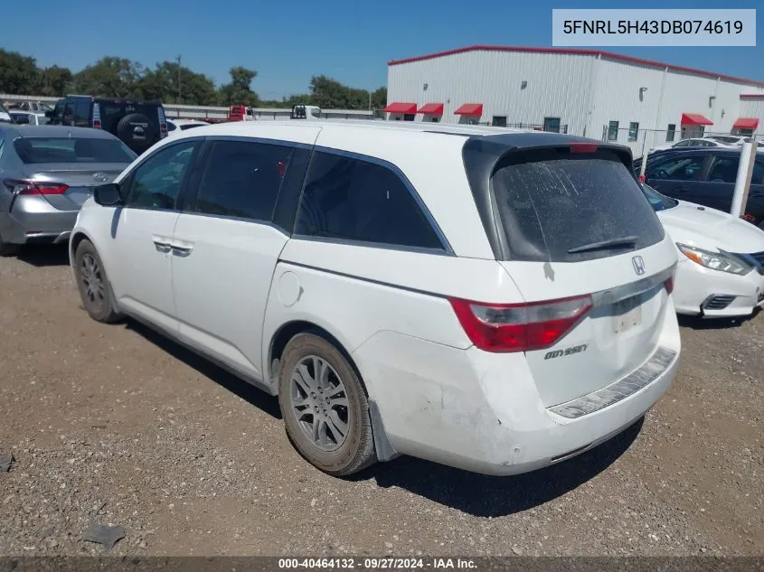 2013 Honda Odyssey Ex VIN: 5FNRL5H43DB074619 Lot: 40464132