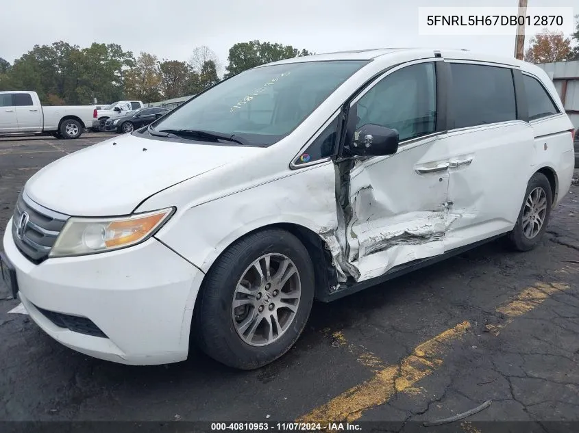 2013 Honda Odyssey Ex-L VIN: 5FNRL5H67DB012870 Lot: 40810953