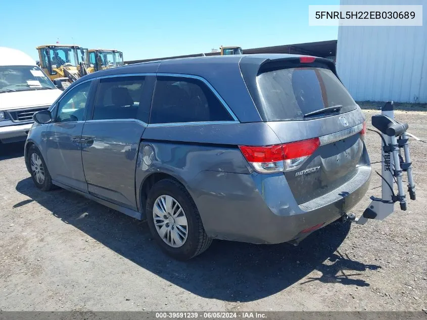 2014 Honda Odyssey Lx VIN: 5FNRL5H22EB030689 Lot: 39591239