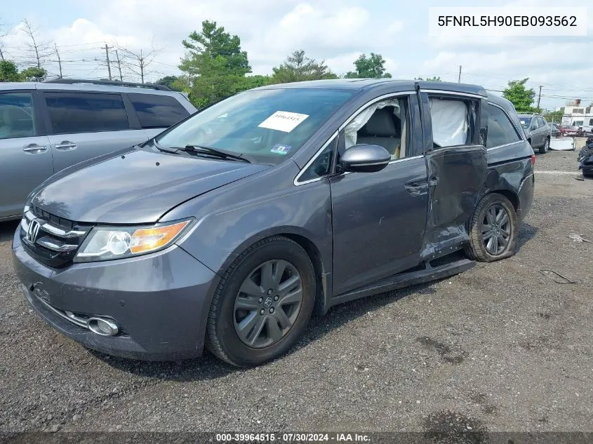 2014 Honda Odyssey Touring/Touring Elite VIN: 5FNRL5H90EB093562 Lot: 39964515