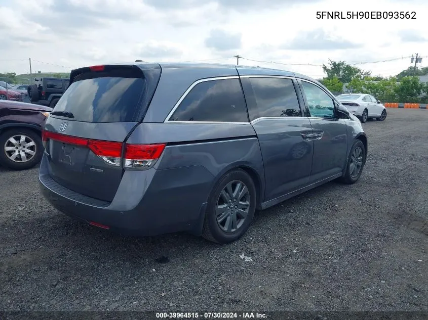 5FNRL5H90EB093562 2014 Honda Odyssey Touring/Touring Elite