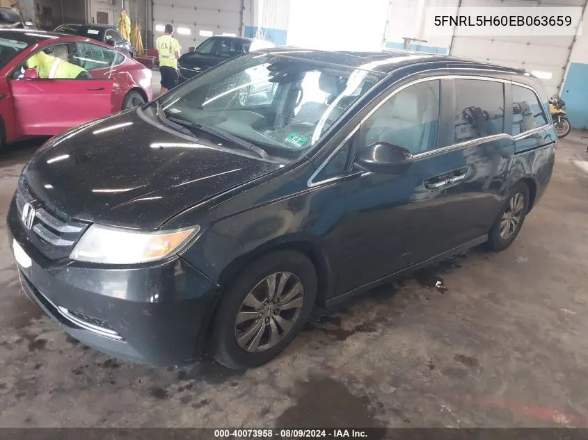 2014 Honda Odyssey Ex-L VIN: 5FNRL5H60EB063659 Lot: 40073958