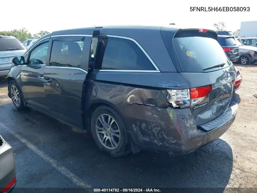 5FNRL5H66EB058093 2014 Honda Odyssey Ex-L