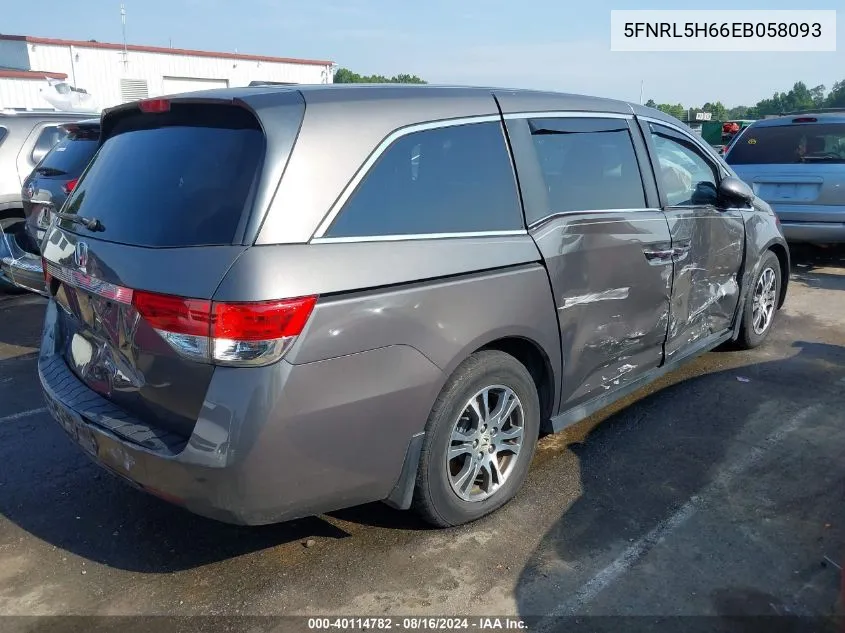 5FNRL5H66EB058093 2014 Honda Odyssey Ex-L