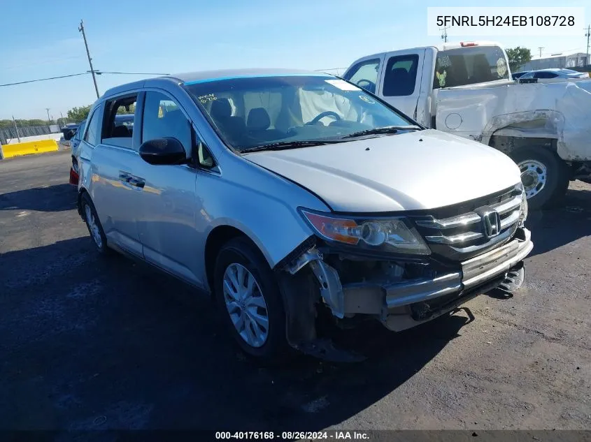 5FNRL5H24EB108728 2014 Honda Odyssey Lx