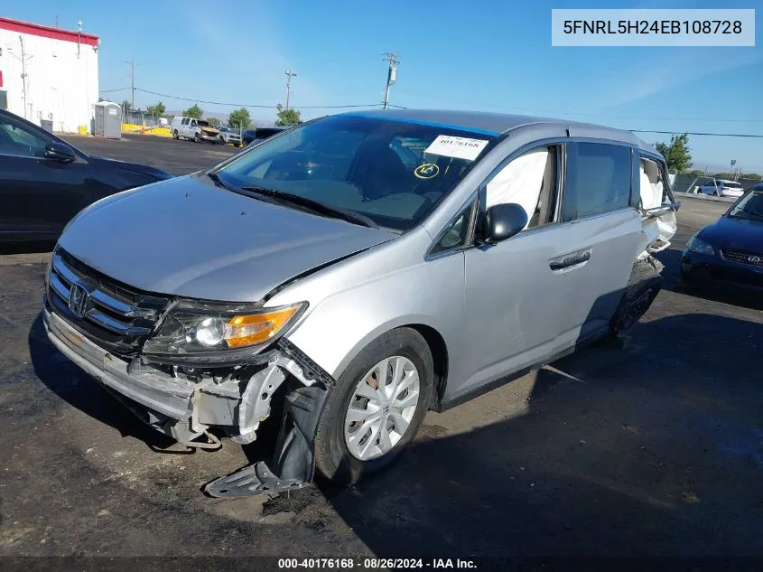 5FNRL5H24EB108728 2014 Honda Odyssey Lx