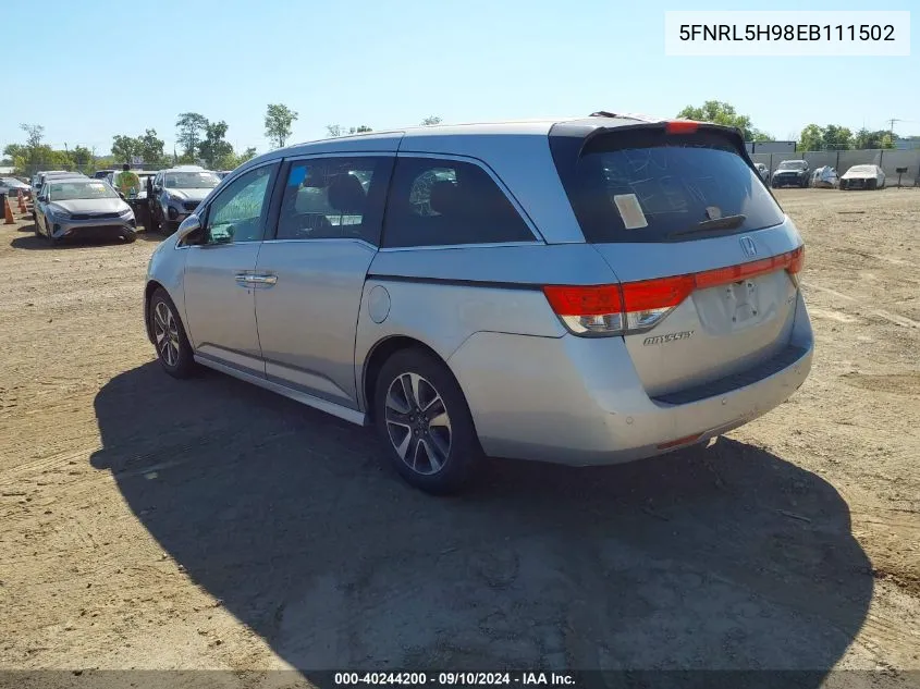 2014 Honda Odyssey Touring/Touring Elite VIN: 5FNRL5H98EB111502 Lot: 40244200