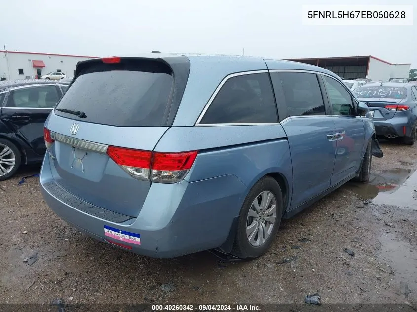 2014 Honda Odyssey Ex-L VIN: 5FNRL5H67EB060628 Lot: 40260342