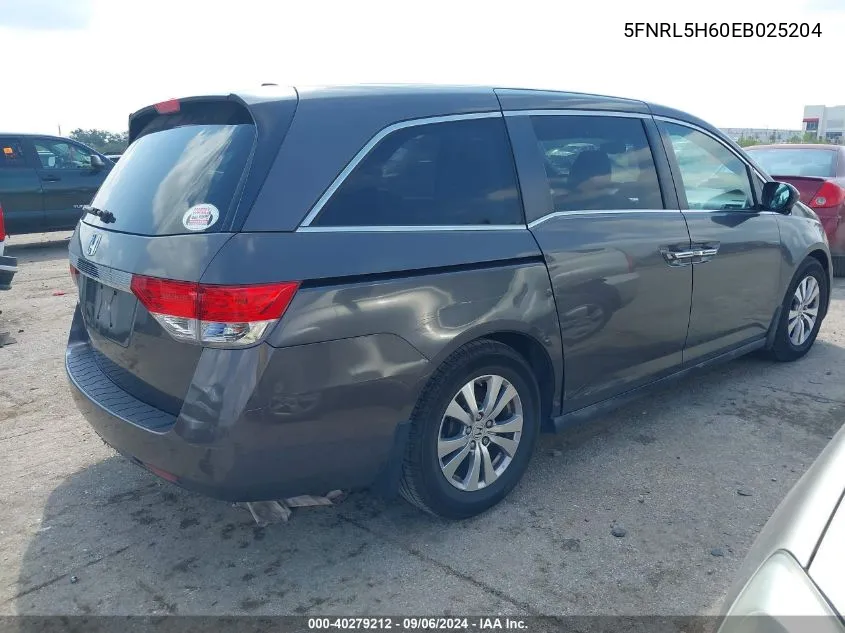 5FNRL5H60EB025204 2014 Honda Odyssey Ex-L