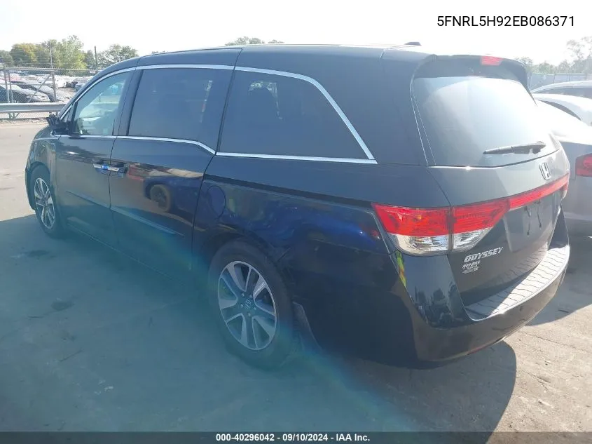 5FNRL5H92EB086371 2014 Honda Odyssey Touring/Touring Elite