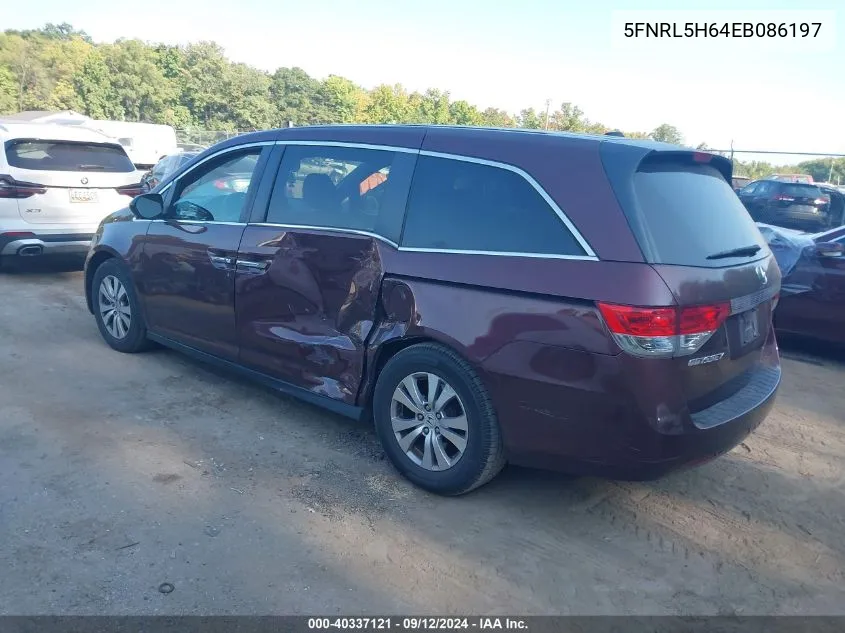 5FNRL5H64EB086197 2014 Honda Odyssey Ex-L