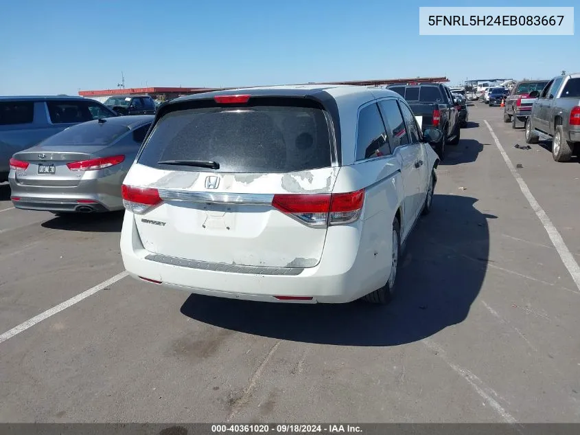 5FNRL5H24EB083667 2014 Honda Odyssey Lx