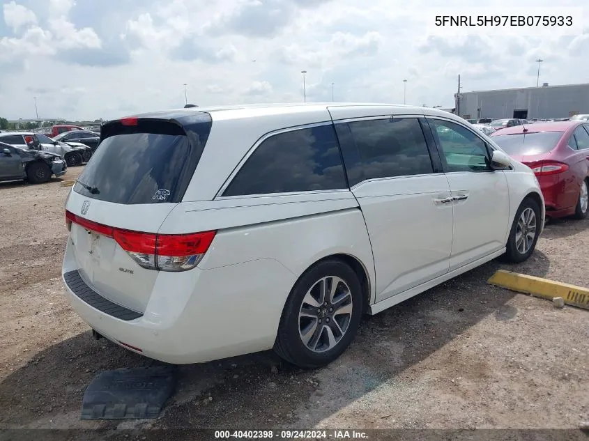 2014 Honda Odyssey Touring/Touring Elite VIN: 5FNRL5H97EB075933 Lot: 40402398