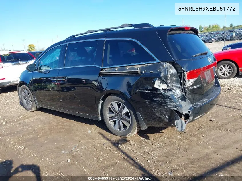 2014 Honda Odyssey Touring/Touring Elite VIN: 5FNRL5H9XEB051772 Lot: 40405915