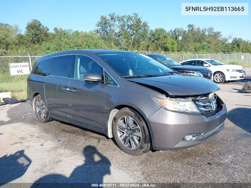 5FNRL5H92EB113665 2014 Honda Odyssey Touring/Touring Elite